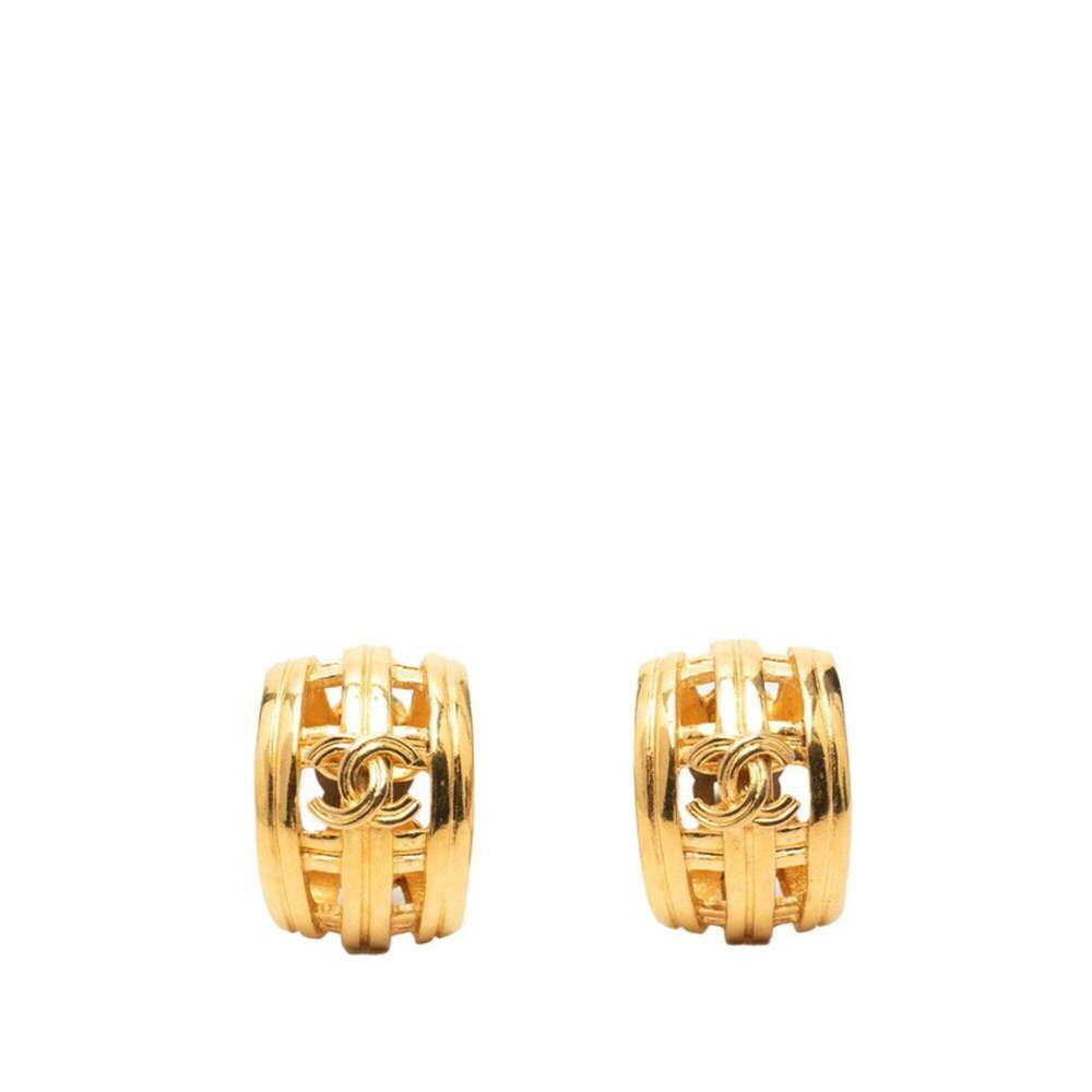 CHANEL Vintage Gold Logo Earrings - Picture 1 of 3